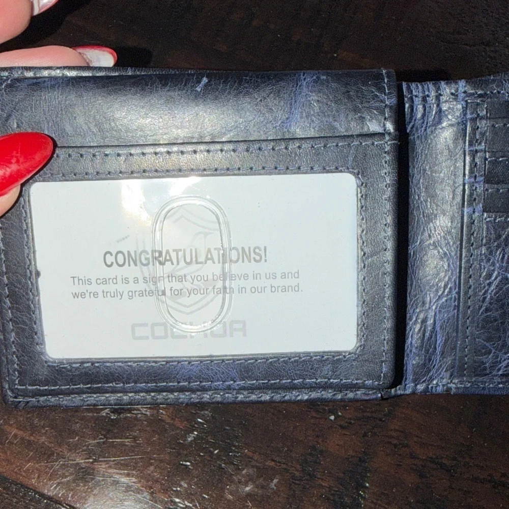 COCHOR Luxury Midnight Blue Leather Wallet